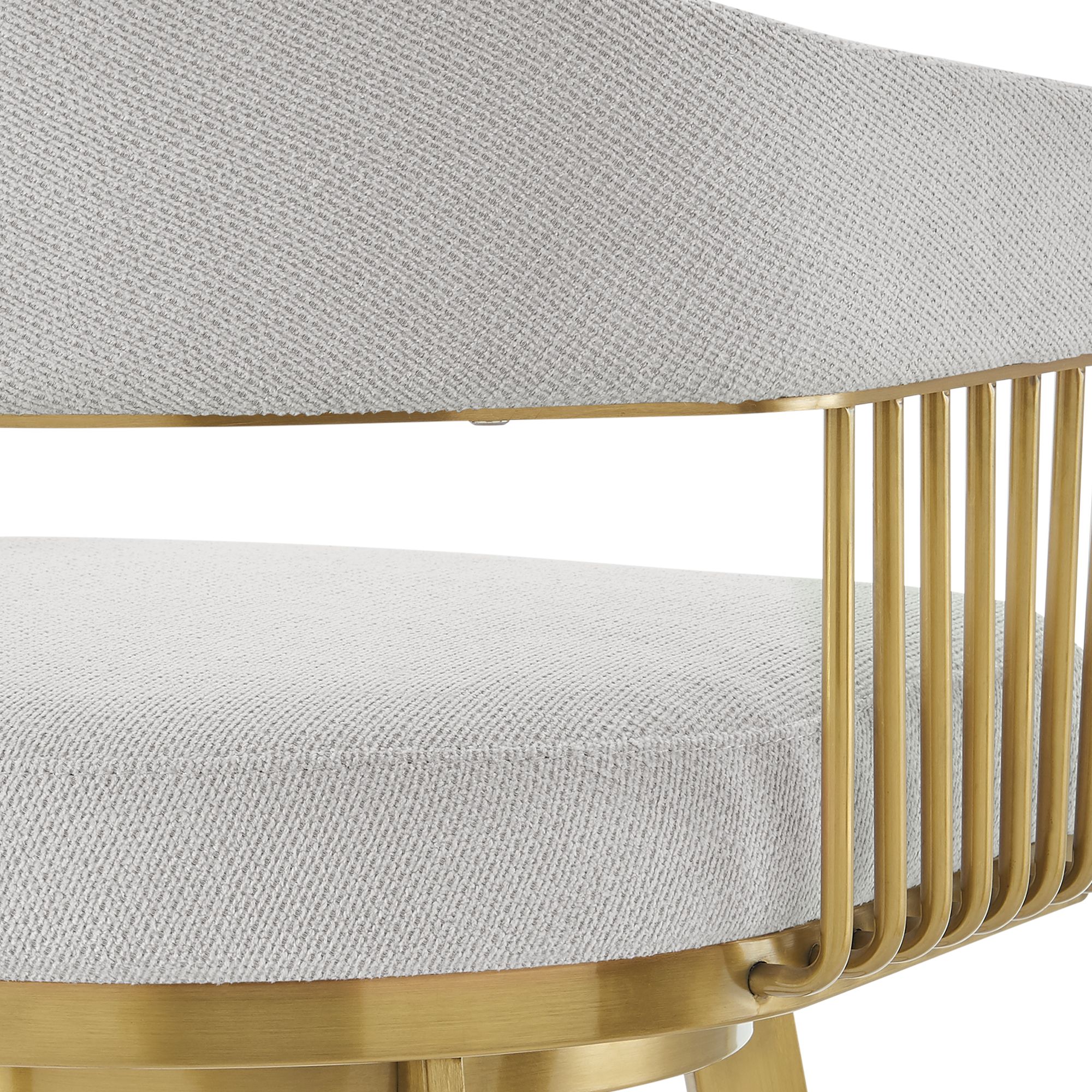 Chelsea 26 in. Swivel Bar Stool in Brushed Stainless Steel, Silver Fabric