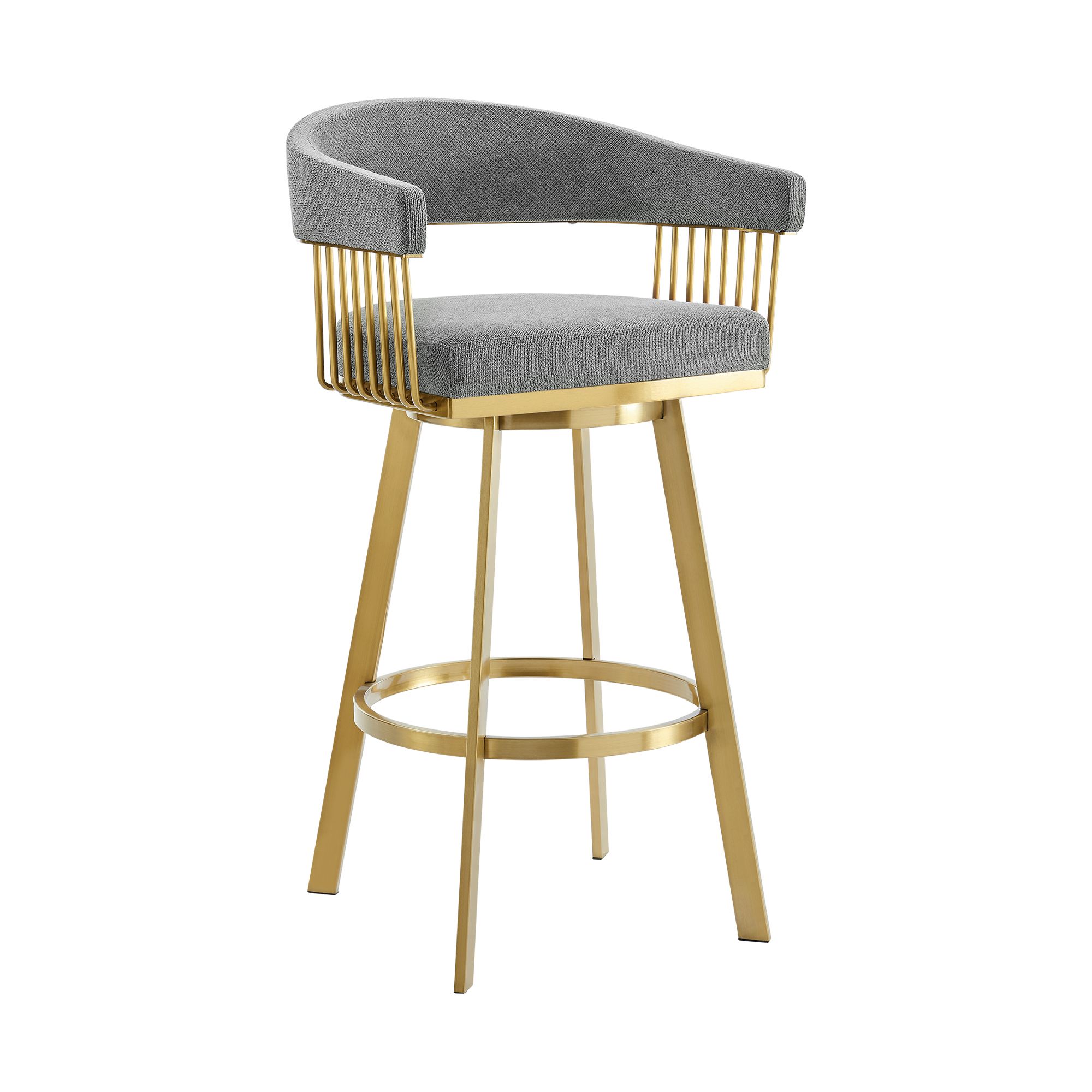 Image 4 Chelsea 26 in. Swivel Bar Stool in Stainless Steel, Anchor Gray Fabric more views