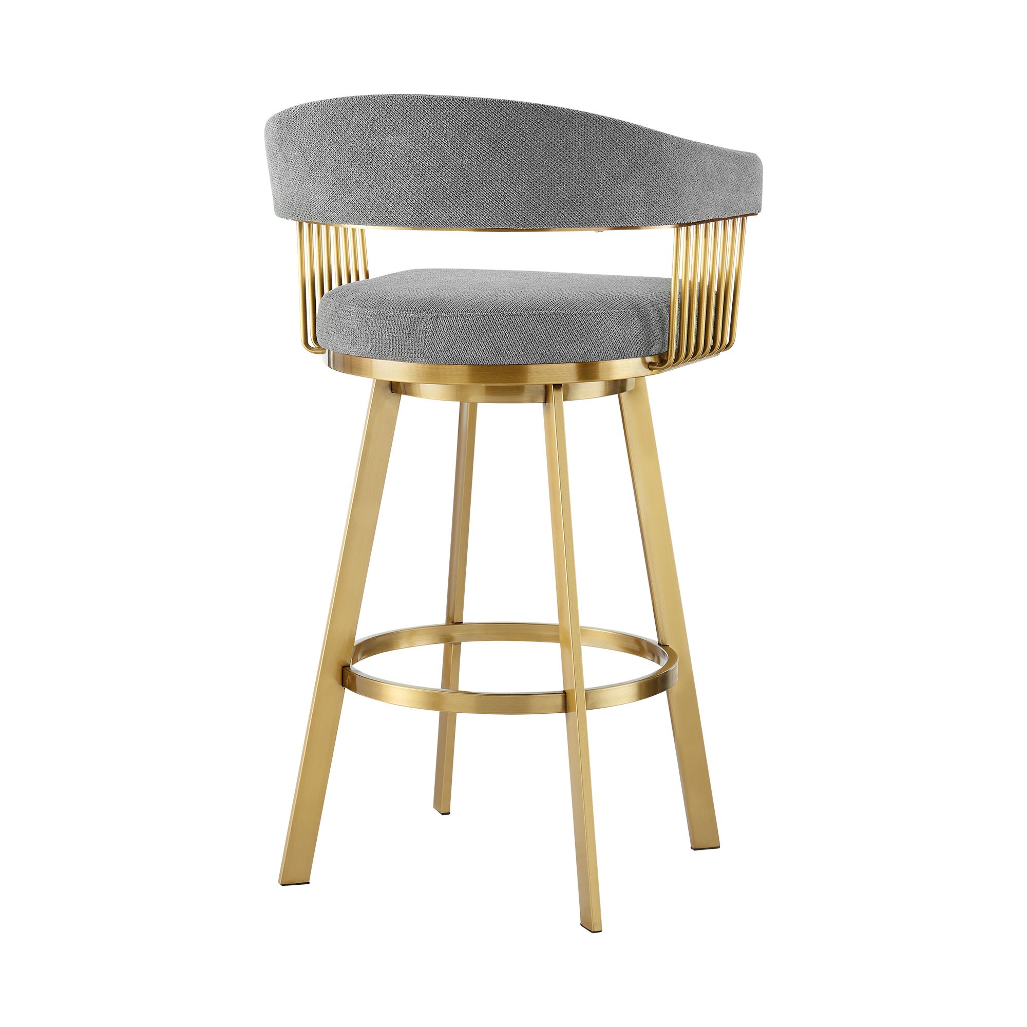Image 6 Chelsea 26 in. Swivel Bar Stool in Stainless Steel, Anchor Gray Fabric more views