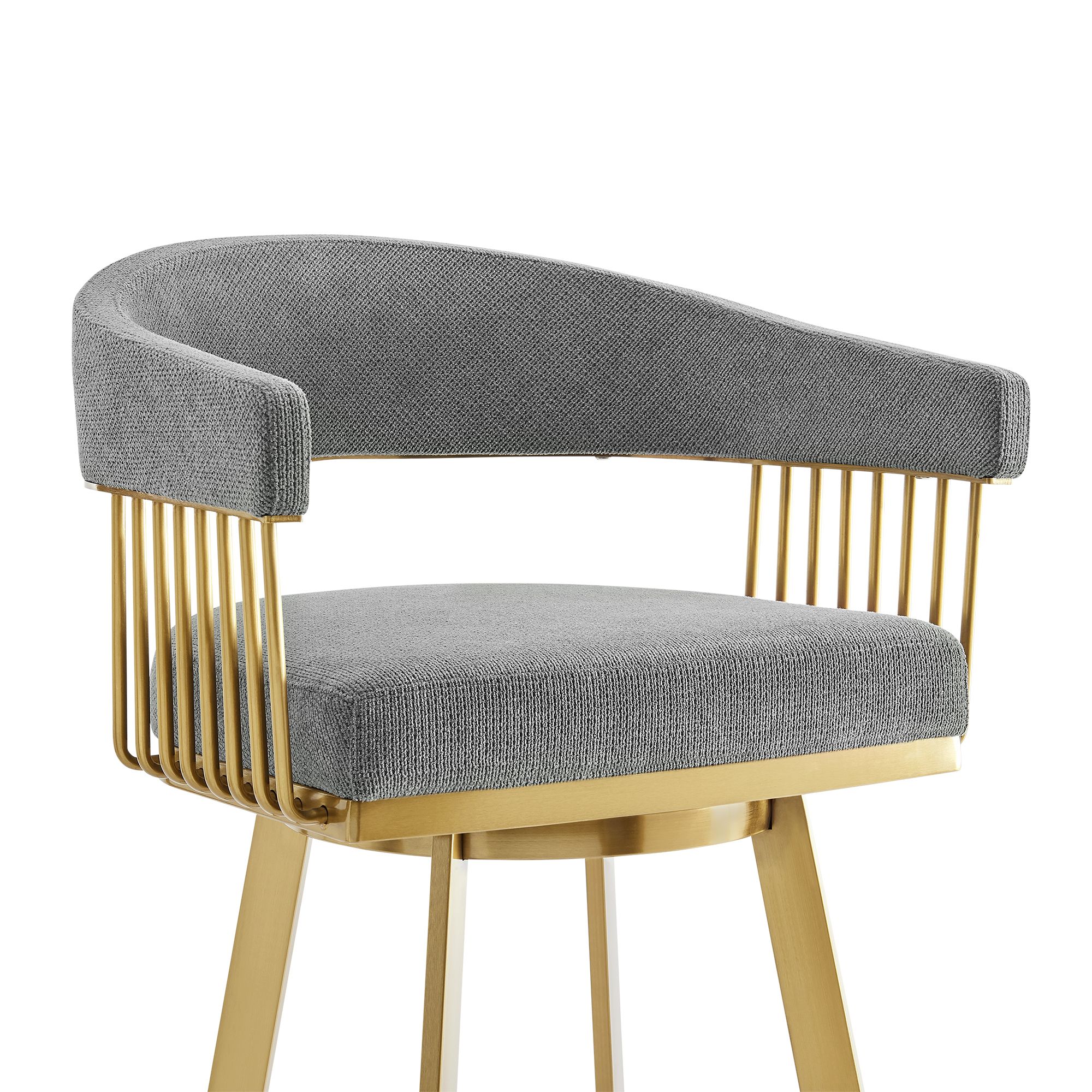 Image 7 Chelsea 26 in. Swivel Bar Stool in Stainless Steel, Anchor Gray Fabric more views