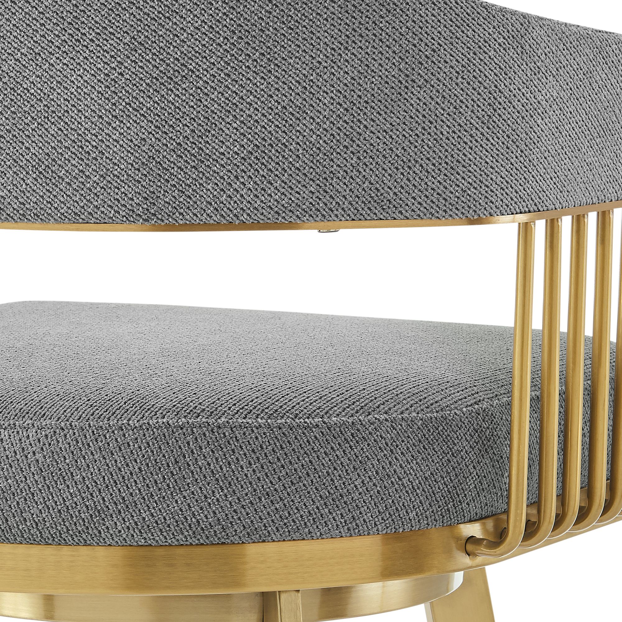 Chelsea 26 in. Swivel Bar Stool in Stainless Steel, Anchor Gray Fabric
