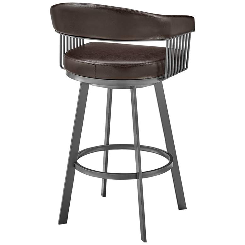 Image 7 Chelsea 29" Chocolate Faux Leather Swivel Bar Stool more views
