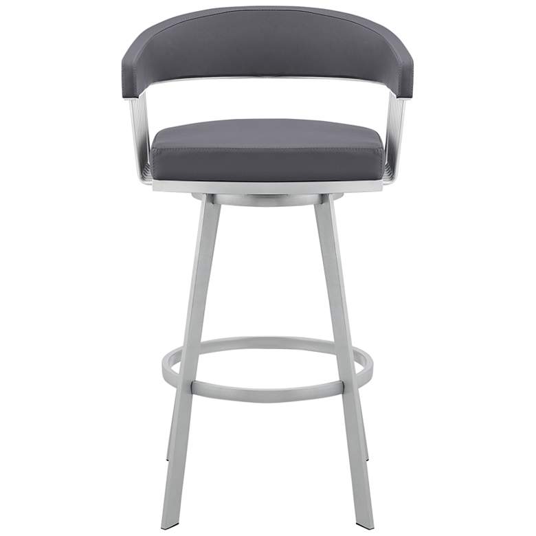 Image 7 Chelsea 29 inch Slate Gray Faux Leather Swivel Bar Stool more views