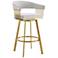 Chelsea 30 in. Swivel Bar Stool in Brushed Stainless Steel, Silver Fabric