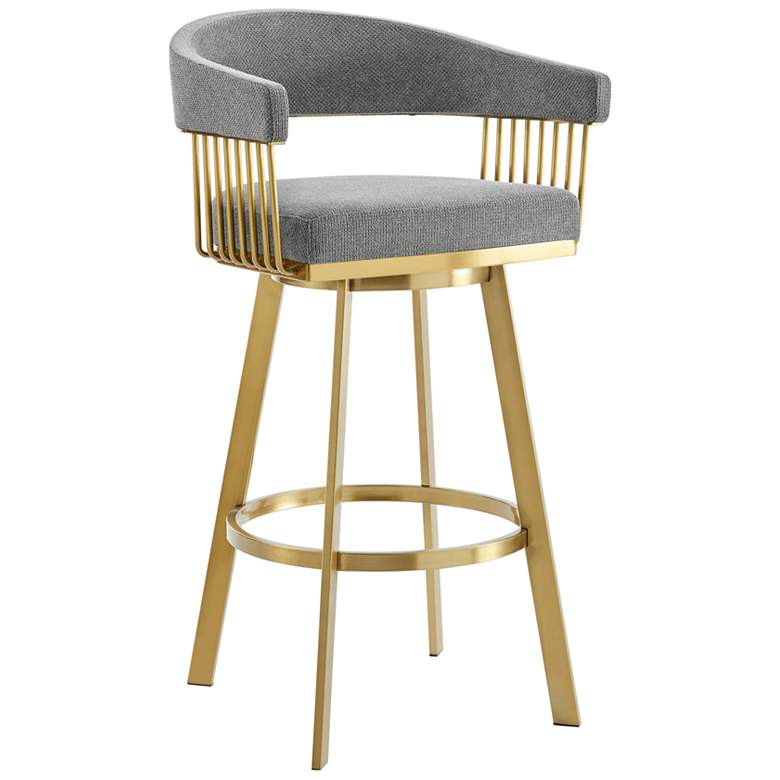 Image 1 Chelsea 30 in. Swivel Bar Stool in Stainless Steel, Anchor Gray Fabric