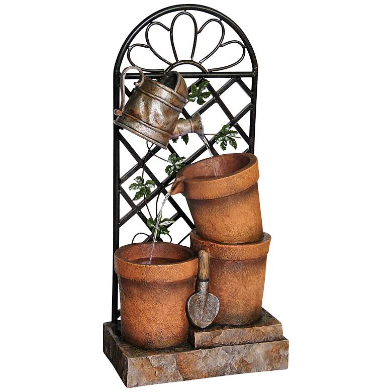Image 1 Chelsea 34" High Flower Pots Garden Fountain with Light