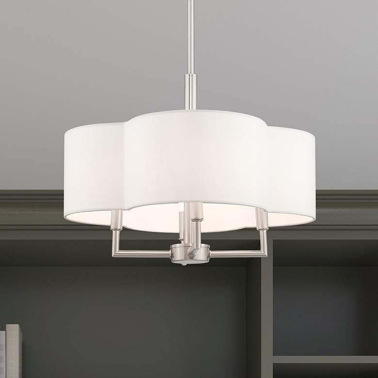 Image 1 Chelsea 4 Light Brushed Nickel Pendant Chandelier