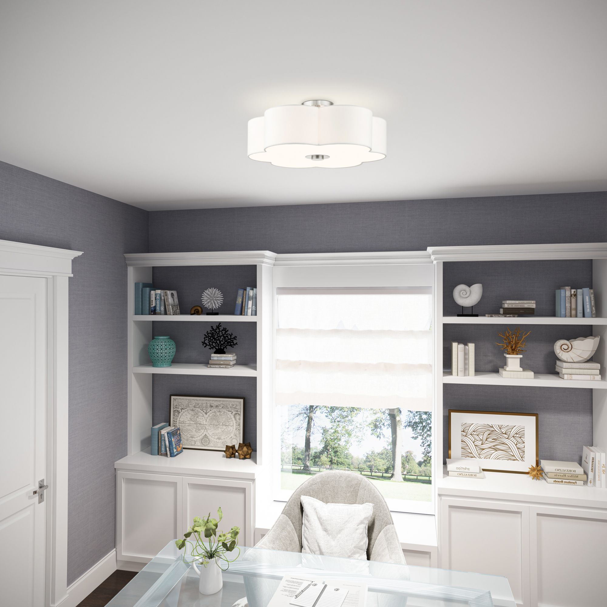 Chelsea 5 Light Brushed Nickel Semi Flush