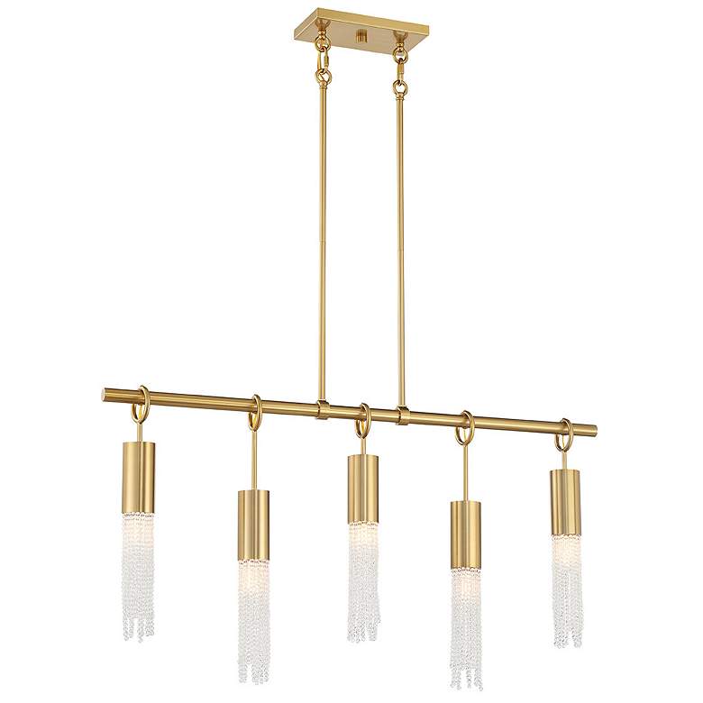 Image 1 Chelsea 5-Light Linear Chandelier in Warm Brass