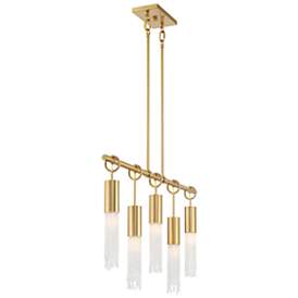 Image5 of Chelsea 5-Light Linear Chandelier in Warm Brass more views