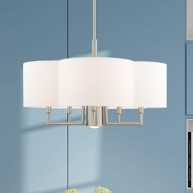 Image 1 Chelsea 6 Light Brushed Nickel Pendant Chandelier