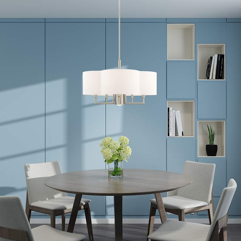 Image 7 Chelsea 6 Light Brushed Nickel Pendant Chandelier more views