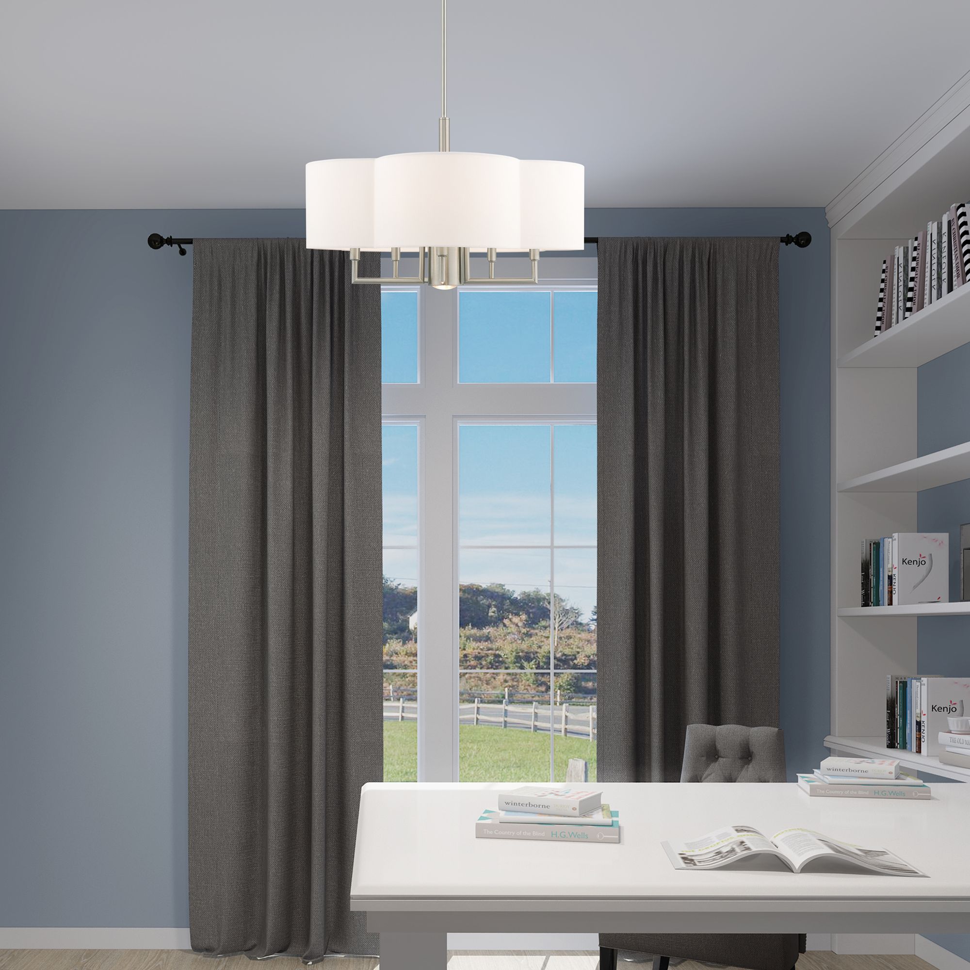 Chelsea 6 Light Brushed Nickel Pendant Chandelier