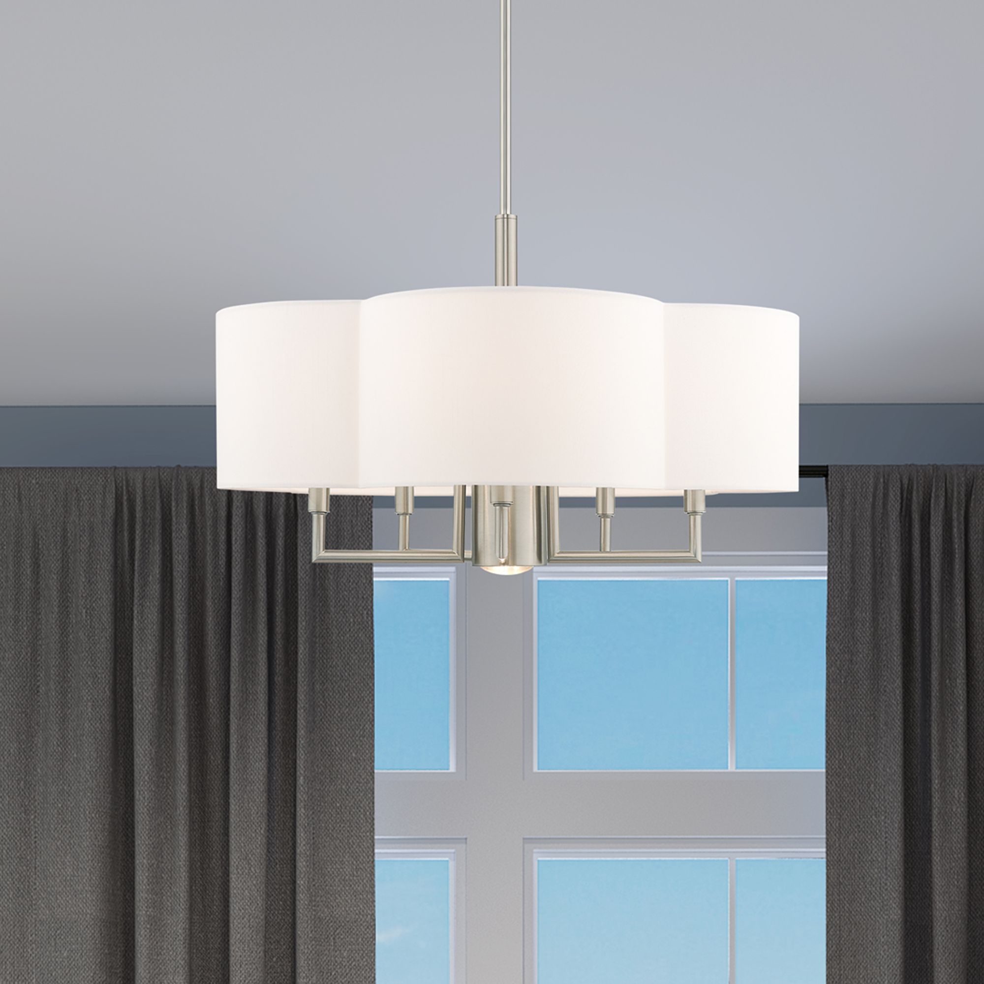 Chelsea 6 Light Brushed Nickel Pendant Chandelier