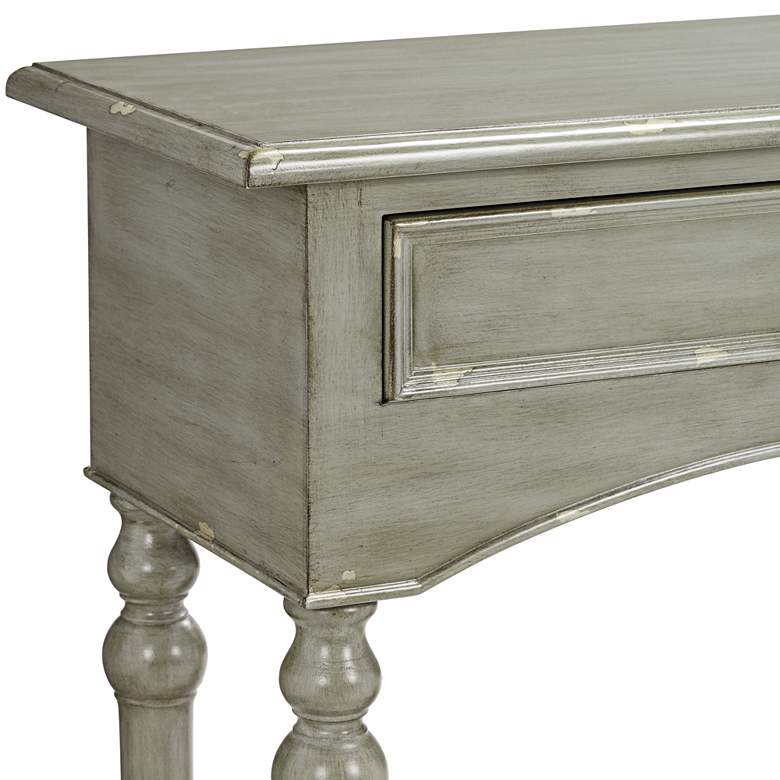 Image 3 Chelsea 62 inch Wide Antiqued Gray Wood 2-Drawer Console Table more views