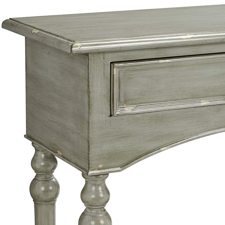 Image 3 Chelsea 62" Wide Antiqued Gray Wood 2-Drawer Console Table more views