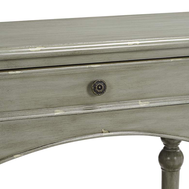 Image 4 Chelsea 62 inch Wide Antiqued Gray Wood 2-Drawer Console Table more views