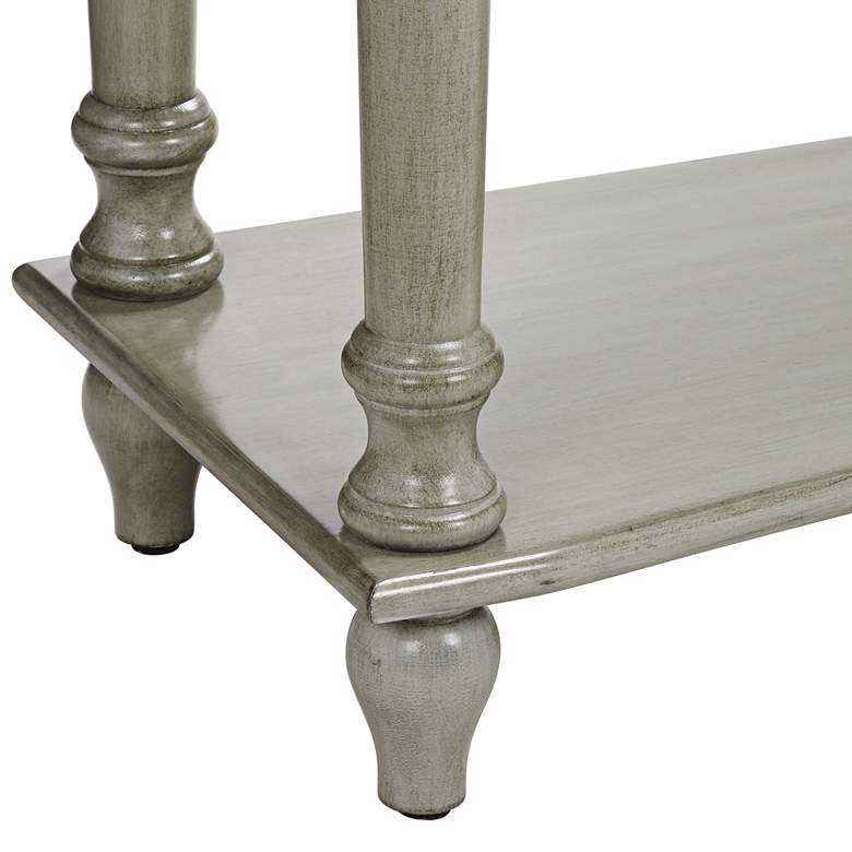 Image 5 Chelsea 62 inch Wide Antiqued Gray Wood 2-Drawer Console Table more views