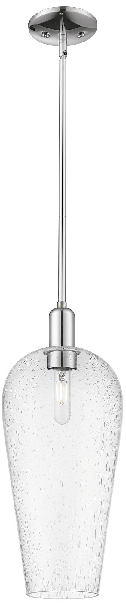 Chelsea 8" Wide Polished Chrome Stem Hung Mini Pendant With Seedy Shad