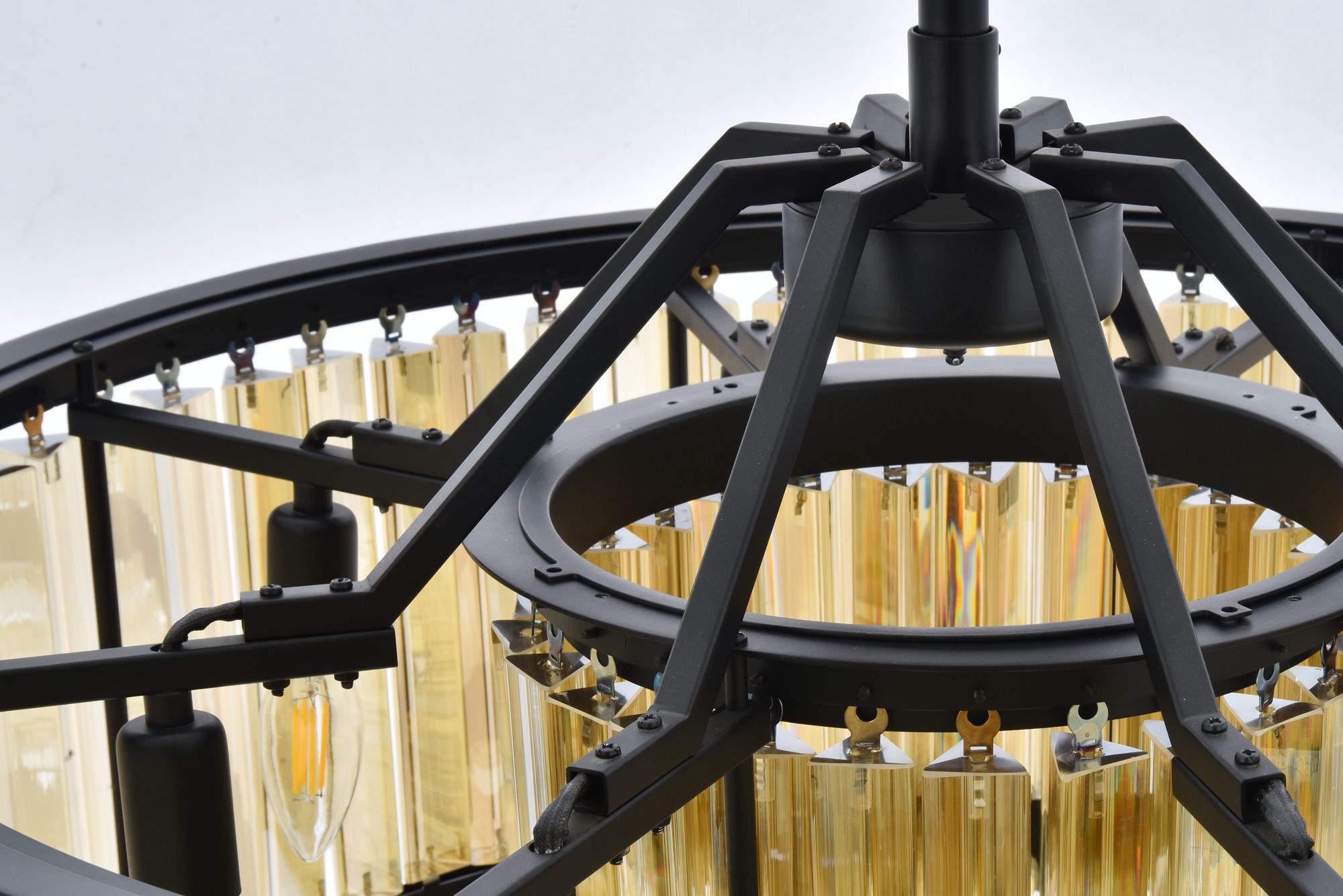 Image 6 Chelsea 8 Light Matte Black Chandelier Golden Teak more views