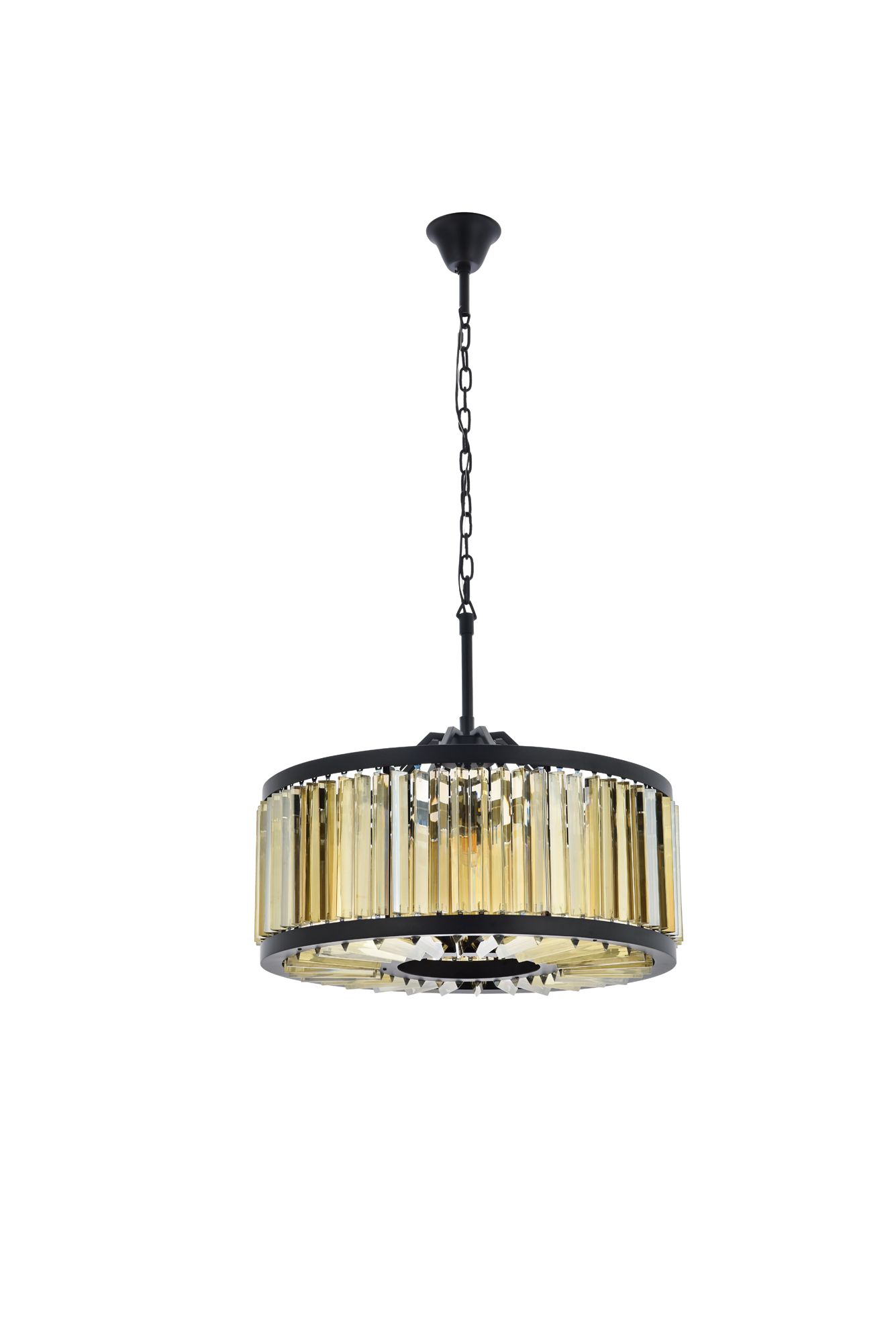 Chelsea 8 Light Matte Black Chandelier Golden Teak