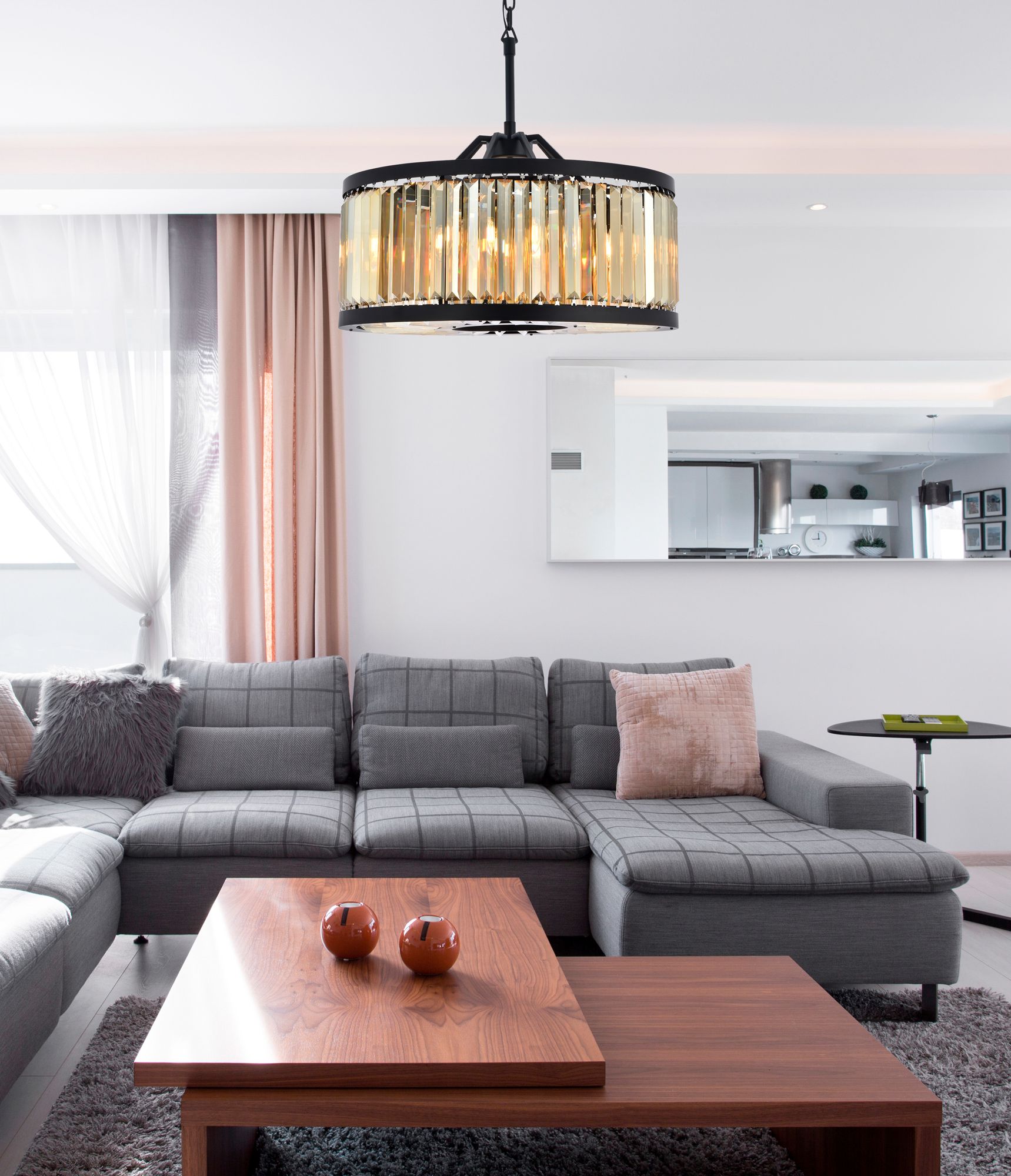 Image 3 Chelsea 8 Lt Matte Black Chandelier Golden Teak more views