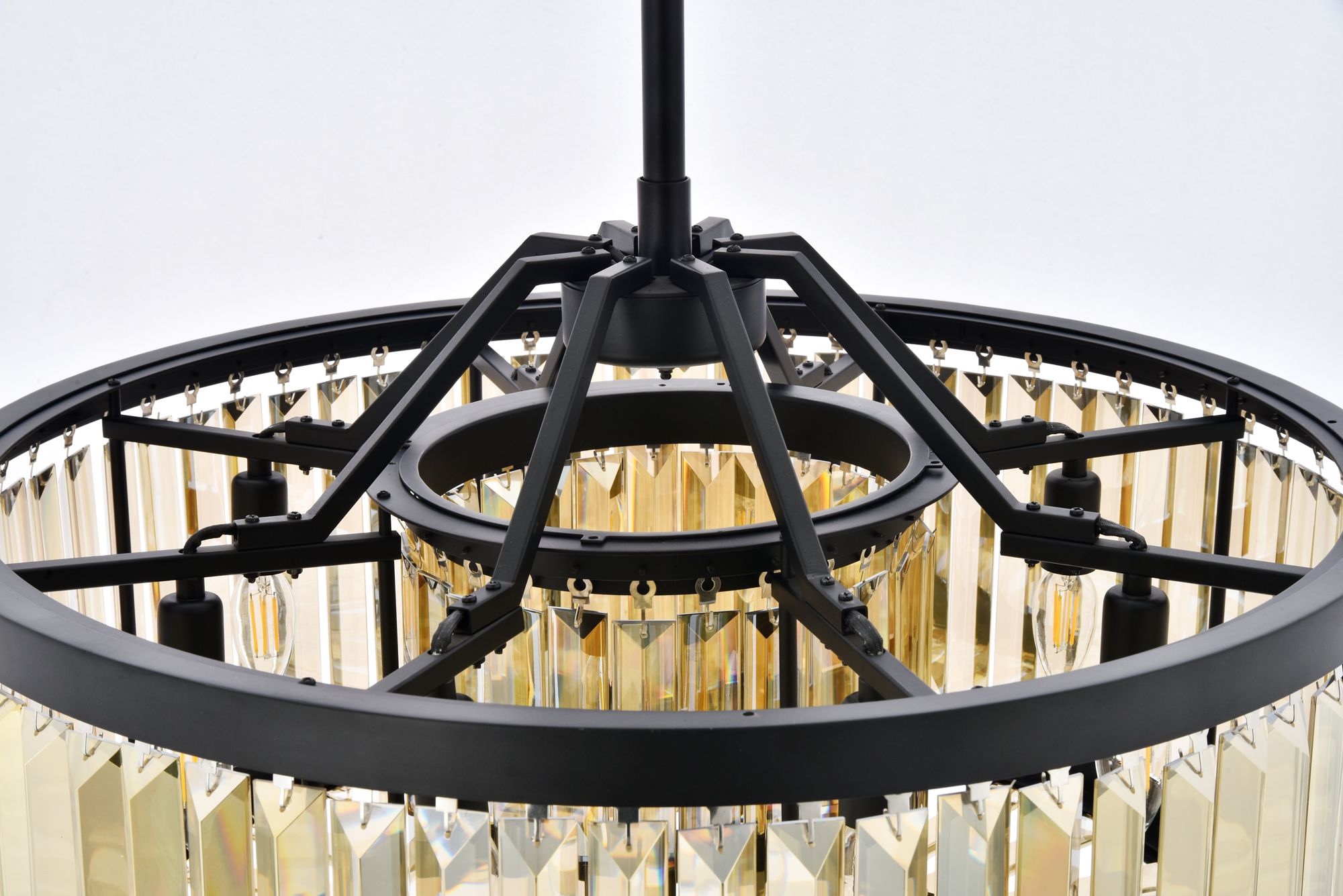 Image 6 Chelsea 8 Lt Matte Black Chandelier Golden Teak more views