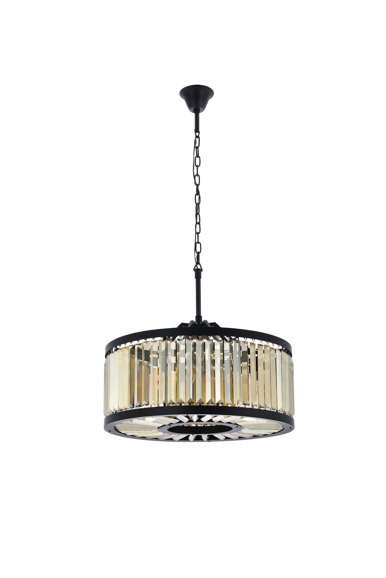 Chelsea 8 Lt Matte Black Chandelier Golden Teak