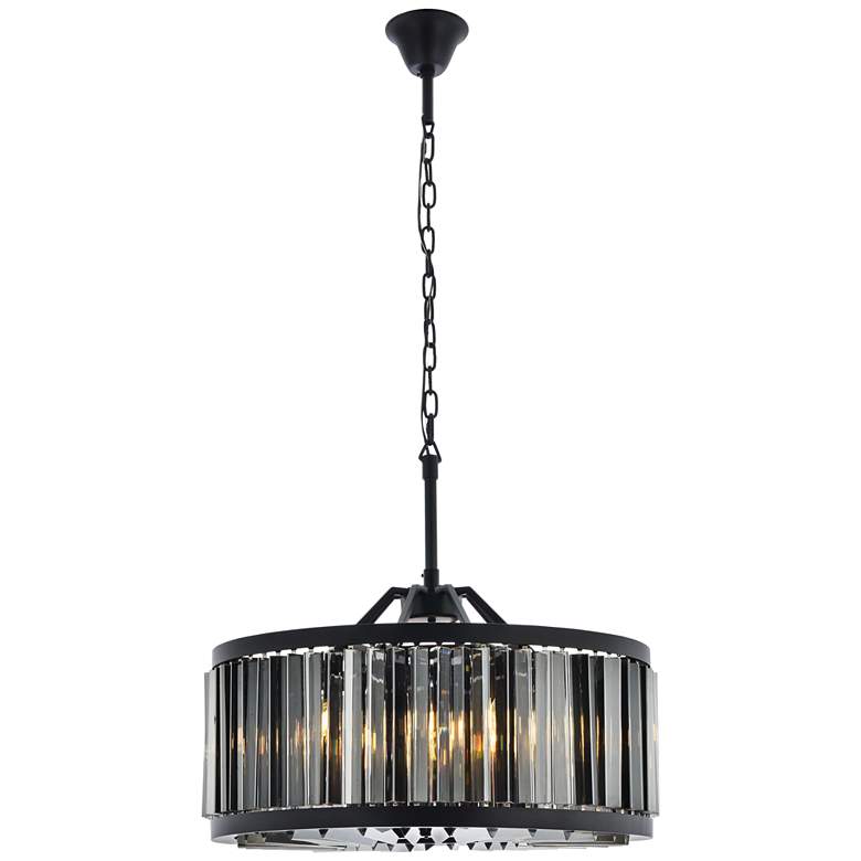 Image 1 Chelsea 8 Lt Matte Black Chandelier Silver Shade (Grey)