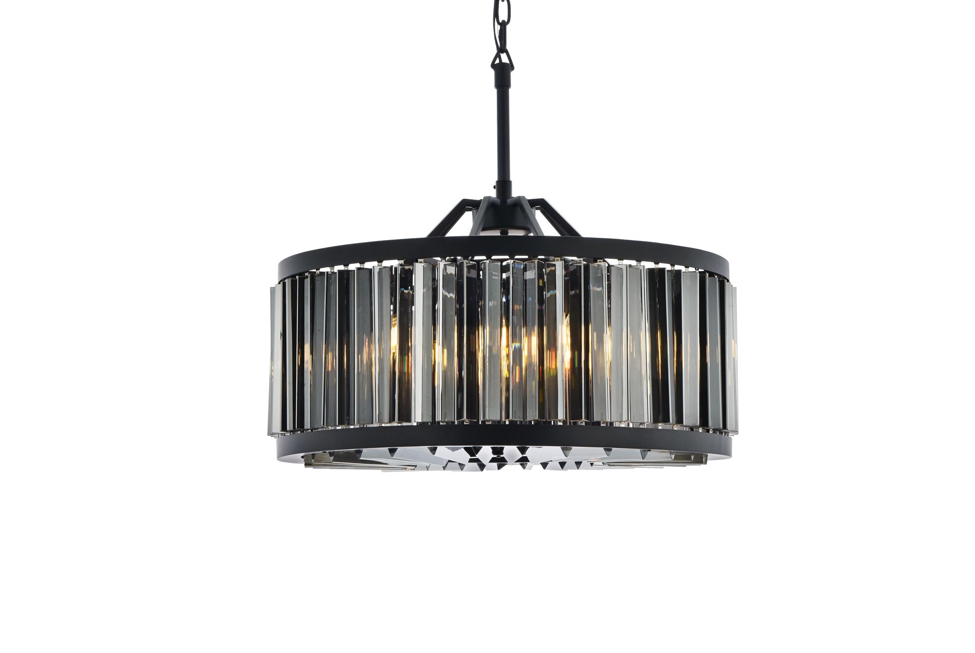 Image 4 Chelsea 8 Lt Matte Black Chandelier Silver Shade (Grey) more views