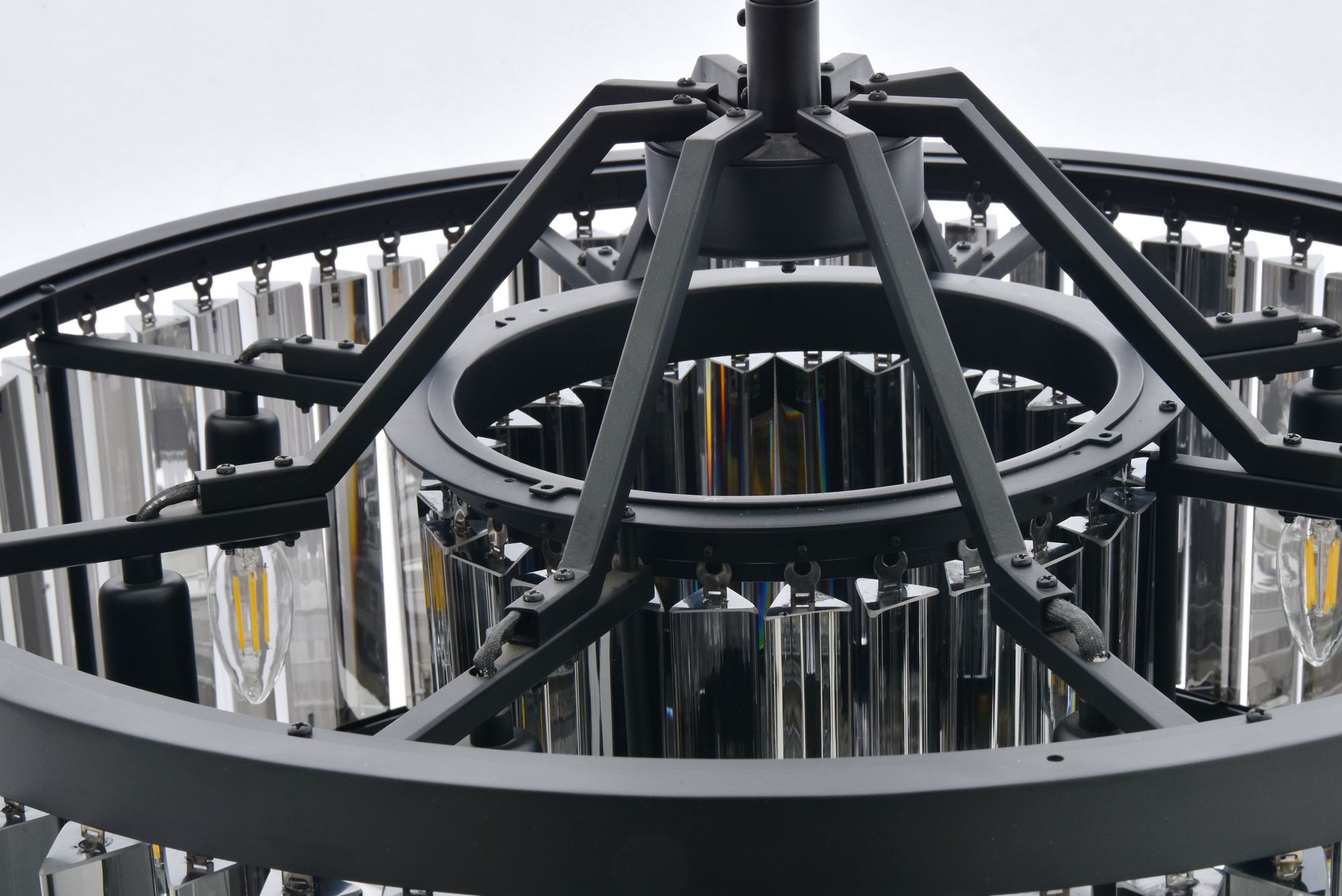 Image 6 Chelsea 8 Lt Matte Black Chandelier Silver Shade (Grey) more views