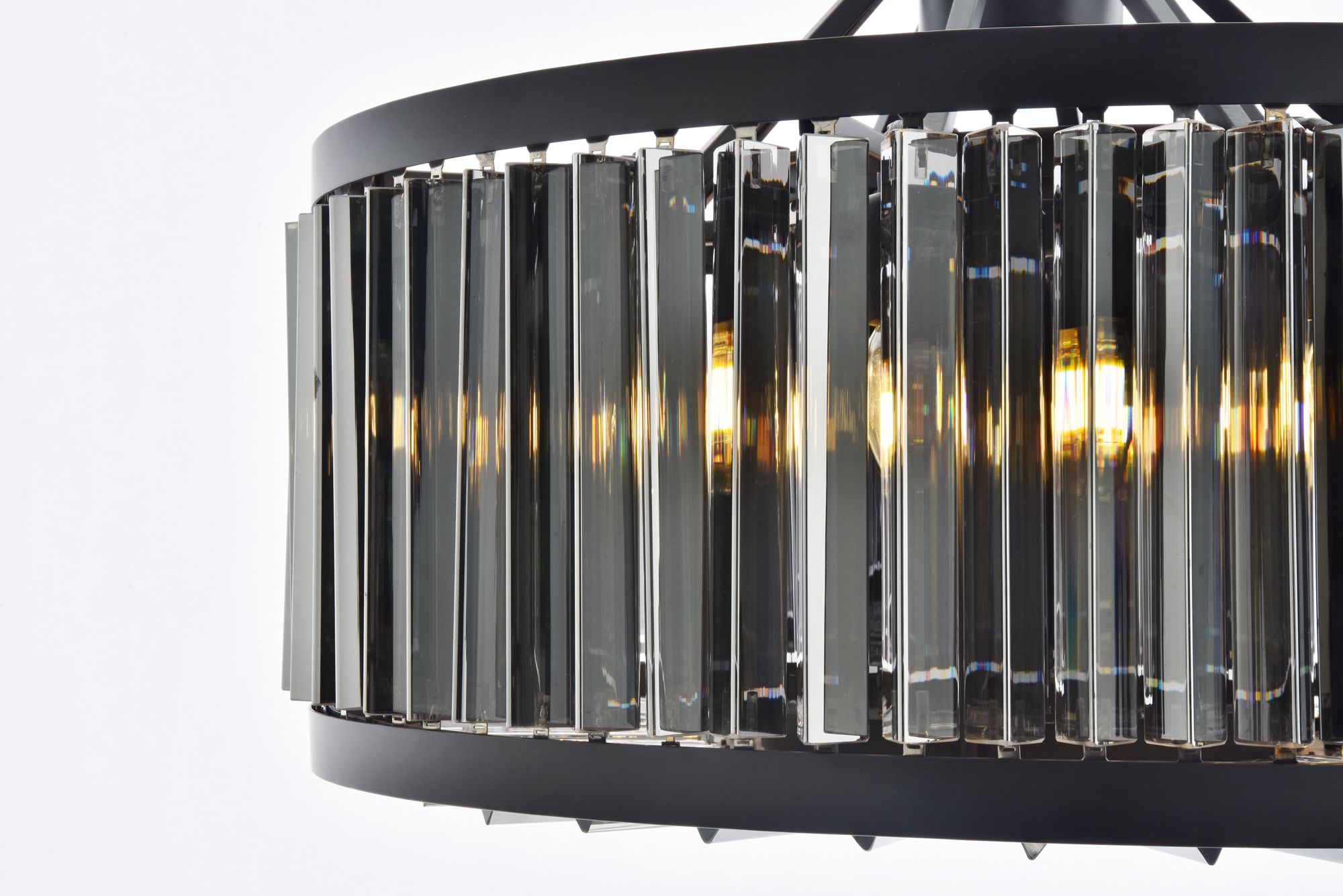 Image 7 Chelsea 8 Lt Matte Black Chandelier Silver Shade (Grey) more views