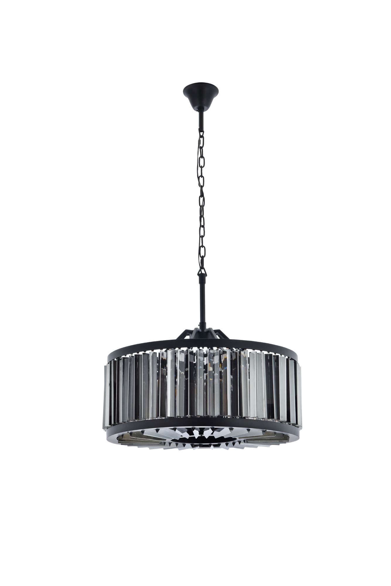 Chelsea 8 Lt Matte Black Chandelier Silver Shade (Grey)