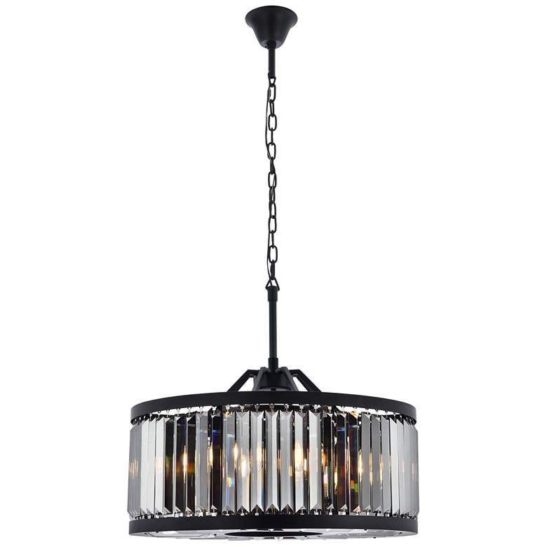 Image 1 Chelsea 8 Lt Matte Black Chandelier Silver Shade (Grey)