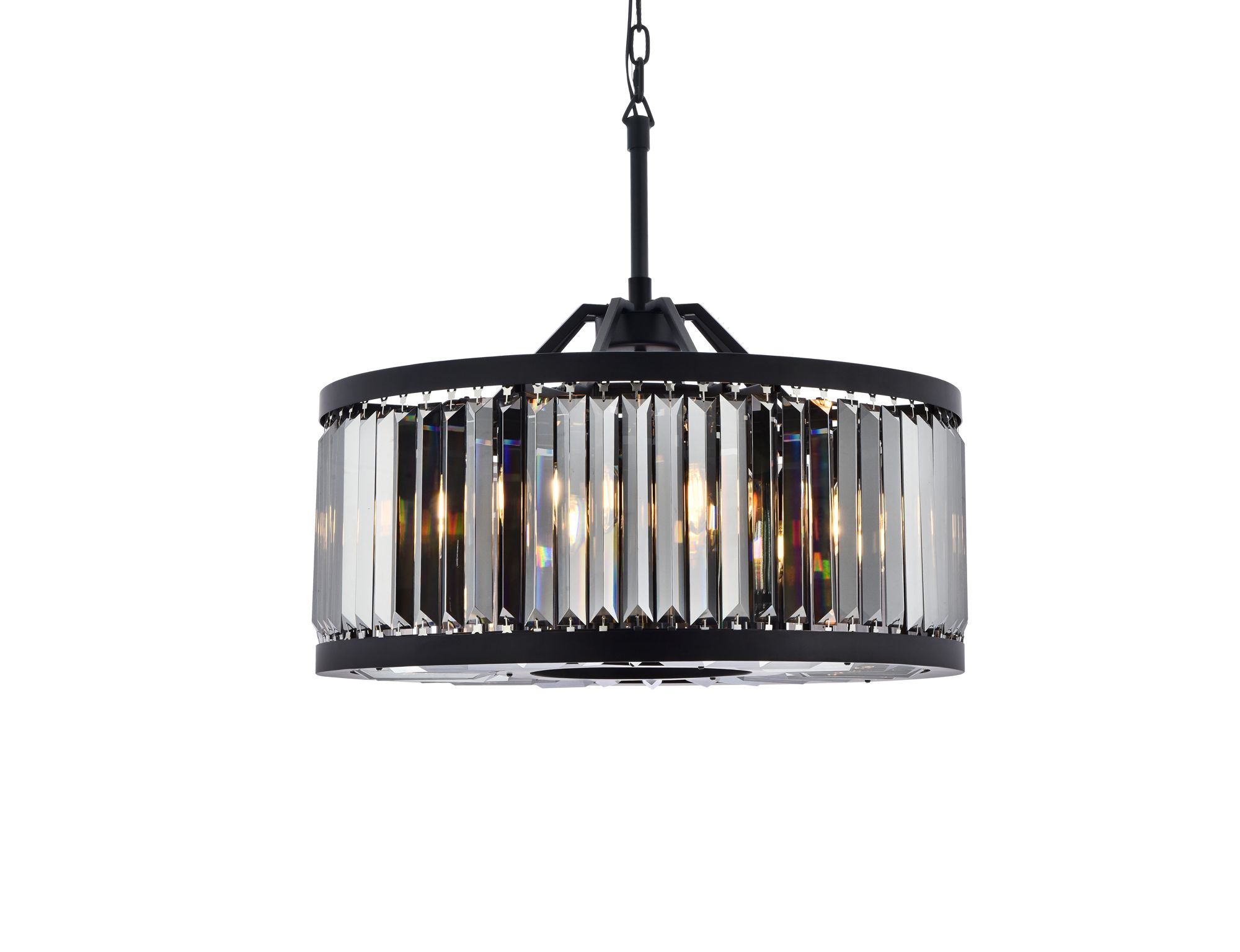 Image 4 Chelsea 8 Lt Matte Black Chandelier Silver Shade (Grey) more views