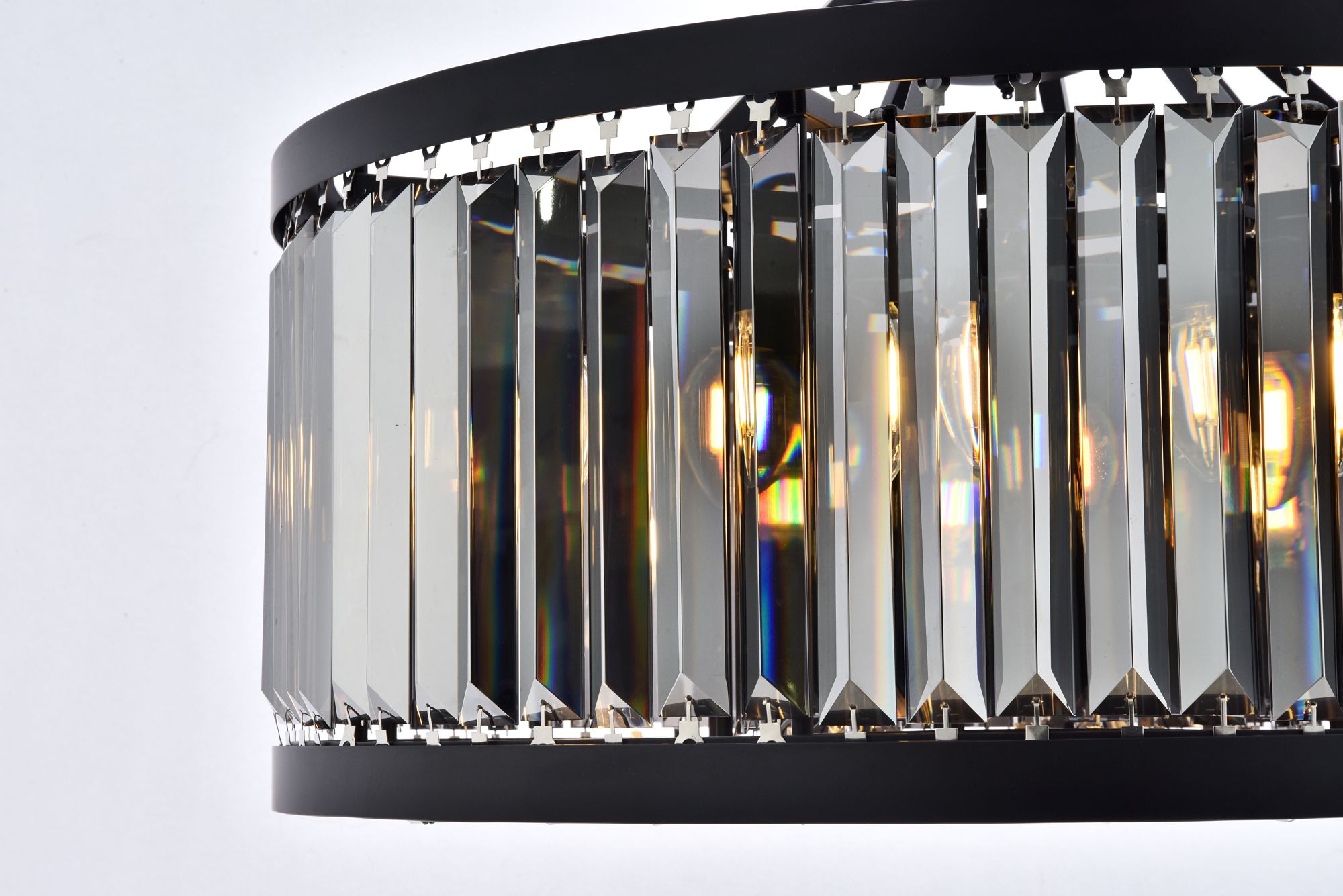 Image 7 Chelsea 8 Lt Matte Black Chandelier Silver Shade (Grey) more views