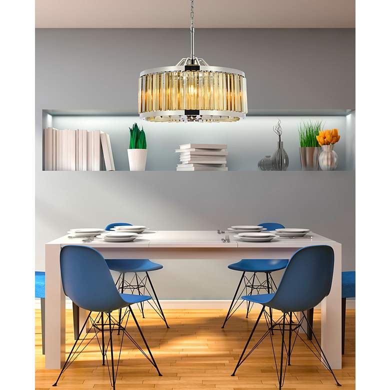 Image 3 Chelsea 8 Lt Polished Nickel Chandelier Golden Teak more views