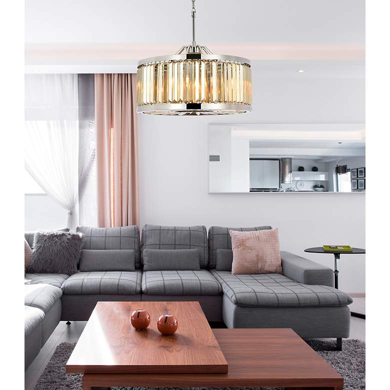 Image 3 Chelsea 8 Lt Polished Nickel Chandelier Golden Teak more views