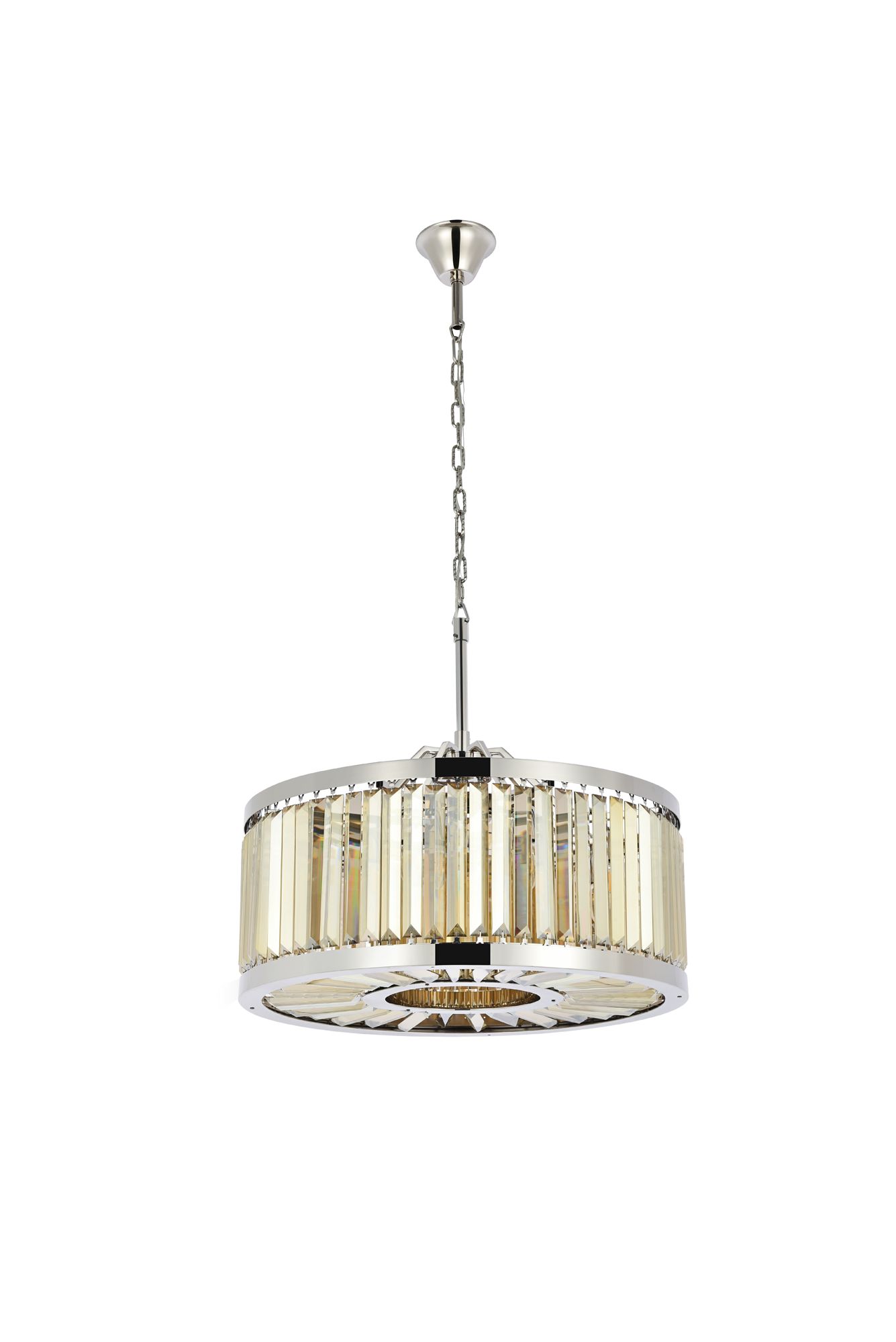 Chelsea 8 Lt Polished Nickel Chandelier Golden Teak
