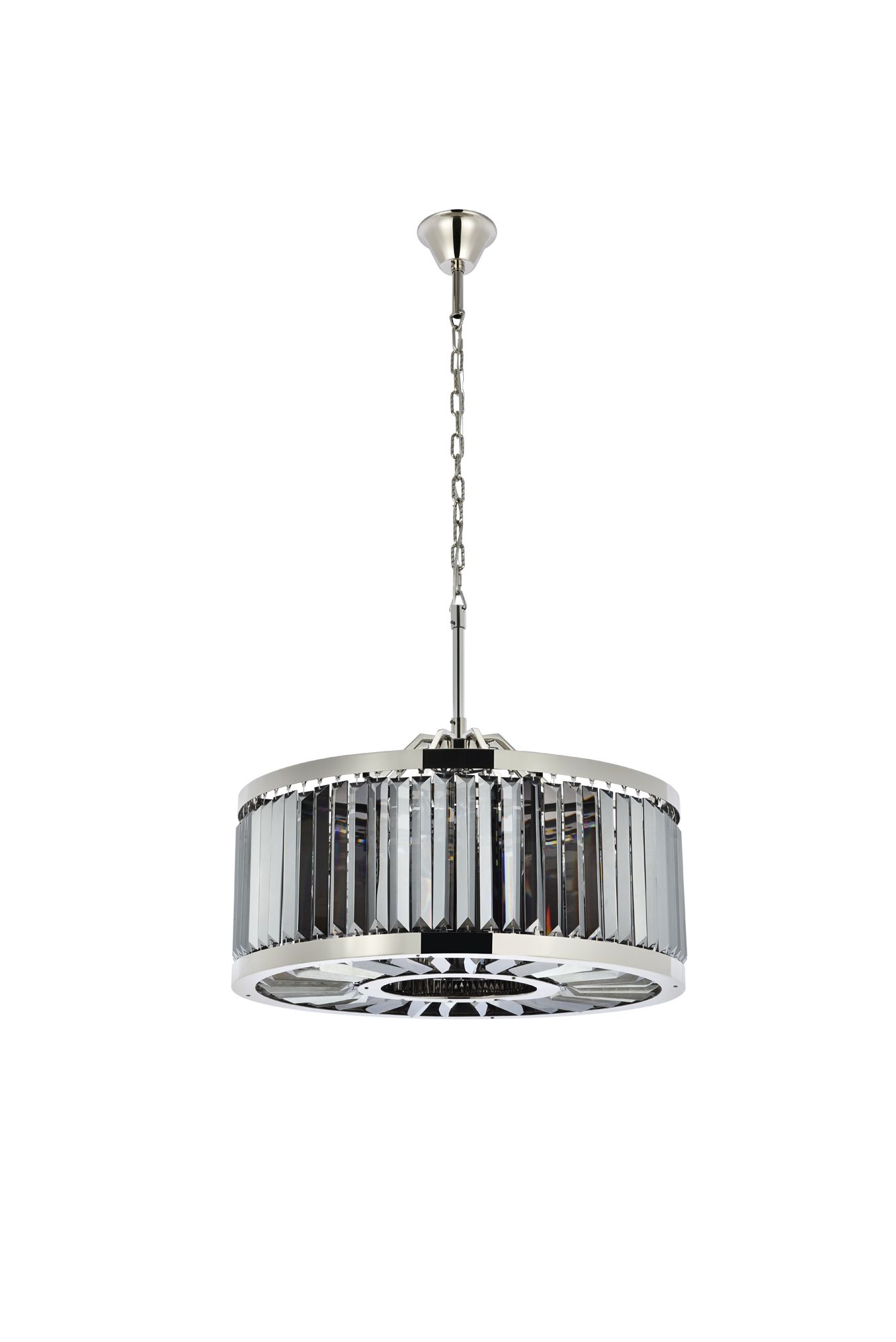 Chelsea 8 Lt Polished Nickel Chandelier Silver Shade (Grey)