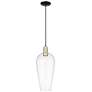 Chelsea 8"W Black Antique Brass Cord Hung Mini Pendant With Clear Shade