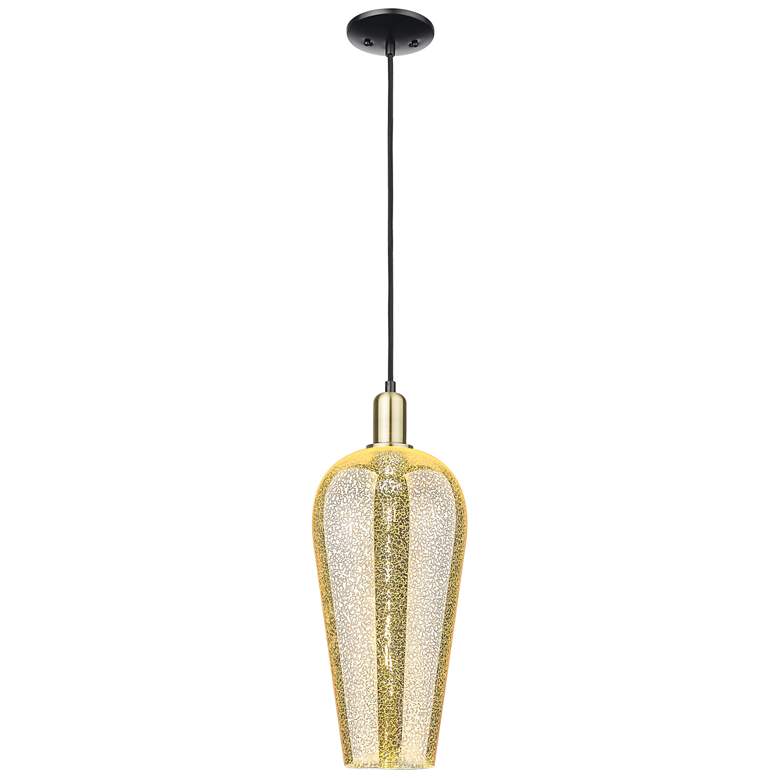 Image 1 Chelsea 8"W Black Antique Brass Cord Mini Pendant With Mercury Shade