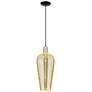 Chelsea 8"W Black Antique Brass Cord Mini Pendant With Mercury Shade