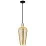 Chelsea 8"W Black Antique Brass Stem Mini Pendant With Mercury Shade