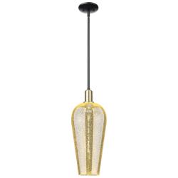 Chelsea 8"W Black Antique Brass Stem Mini Pendant With Mercury Shade