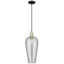 Chelsea 8"W Black Brass Cord Mini Pendant With Light Smoke Shade