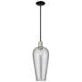 1_Chelsea 8"W Black Brass Stem Mini Pendant With Light Smoke Shade