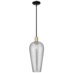 Chelsea 8"W Black Brass Stem Mini Pendant With Light Smoke Shade