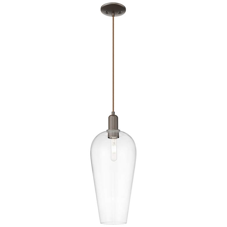 Image 1 Chelsea 8"W Oil Rubbed Bronze Cord Hung Mini Pendant With Clear Shade