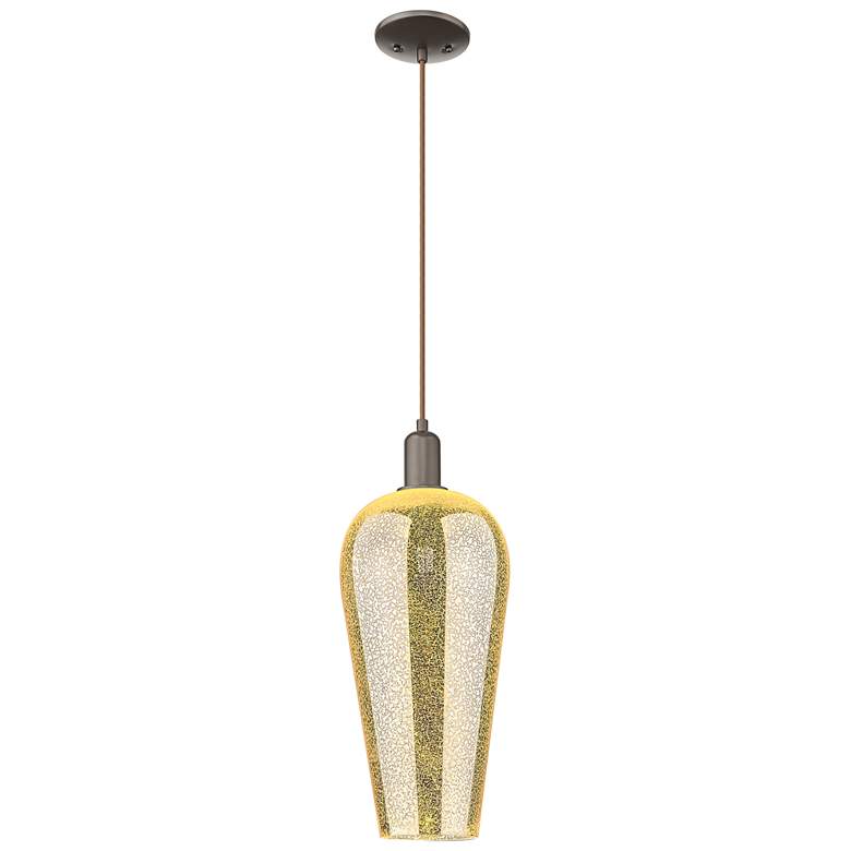 Image 1 Chelsea 8"W Oil Rubbed Bronze Cord Hung Mini Pendant With Mercury Shade